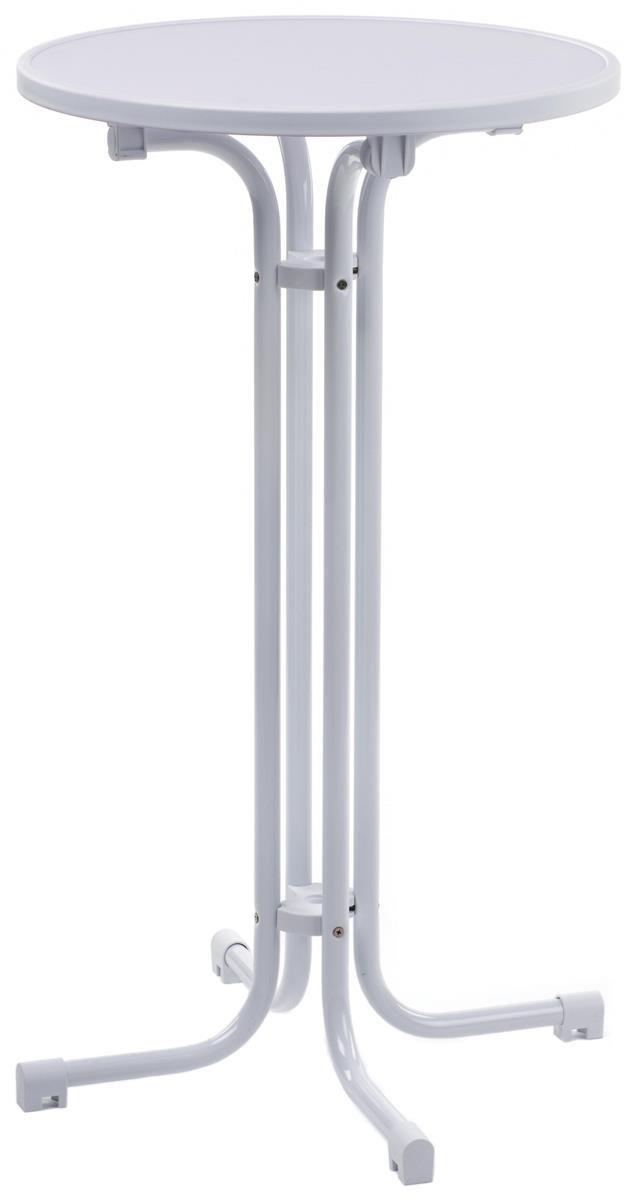 Displays2go 23.5 Inch Round Highboy Table with MDF top, 42.25 Inch Tall Pub Table with Collapsible Design for Easy Storage (White)