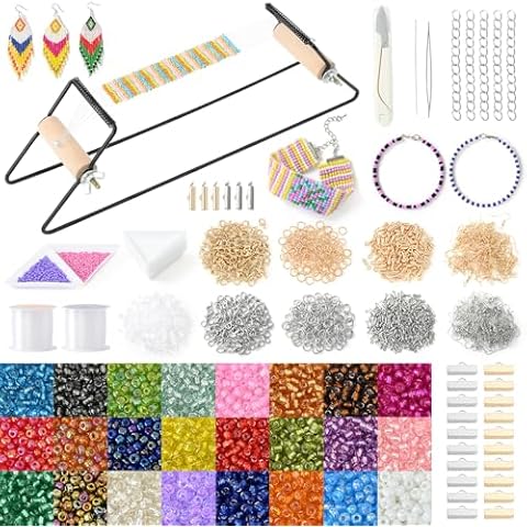 NOTIONSLAND Bead Loom Kits for Adults, Beading Loom with 12955 Beading Supplies, Bracelet Making Kits for Beginners, 3MM Bead, 24 Color Cover