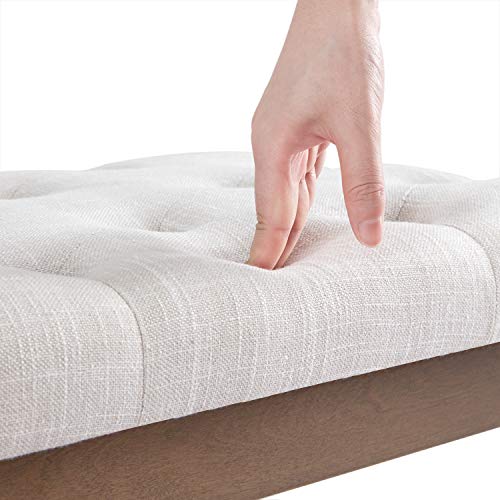 HUIMO Bedroom Bench End of Bed, Upholstered Dining Bench for Kitchen, Button-Tufted Entry Bench, Fabric Ottoman Bench for Living Room, Entryway (Beige) …