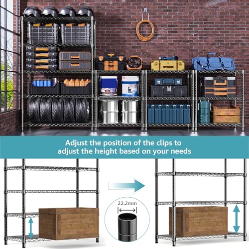 Image of M MZG 1750 lbs Steel Storage Shelving 5-Tier Utility Shelving Unit Steel Organizer Wire Rack for Home,Kitchen,Office,Garage, 1750 LBS Capacity 17.7 inch D x 47.2 inch W x 72.3 inch H