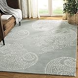 Safavieh Bella Collection 4' x 6' Grey/Ivory BEL153A Handmade Paisley Premium Wool & Viscose Area Rug