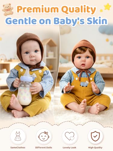 Image of EKOKIZ Reborn Baby Dolls Clothes Baby Boy Clothes Perfectly Cute Newborn Dolls Outfits 17-20 Inches Doll Accessories fit Reborn Doll Newborn Boy