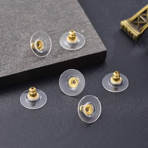 Image of KUMU Jewellery Tools (200 Pcs Approx) Earring Back Stopper (Golden 100 Pairs Approx)