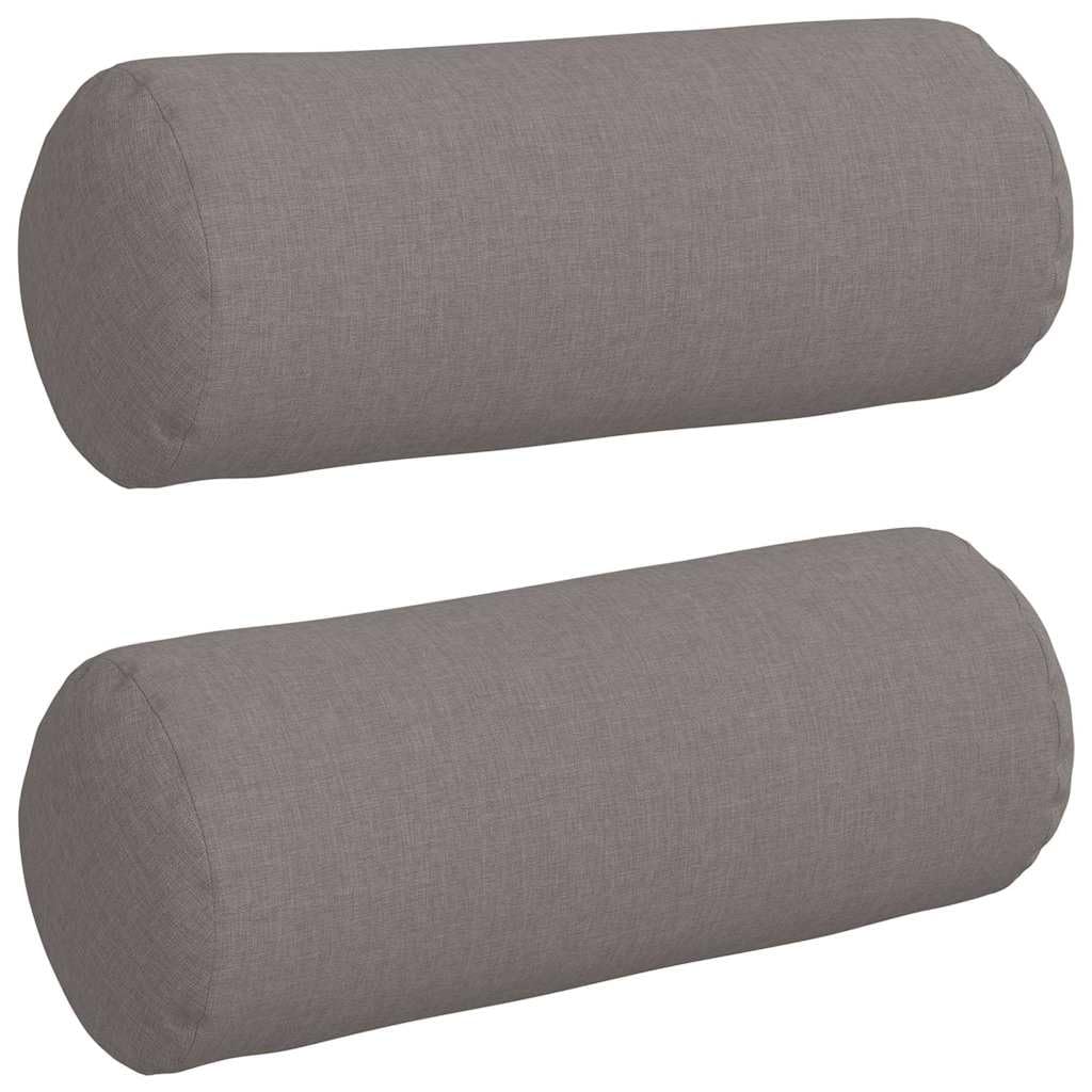 Bolsterkissen 2 Stück, Taupe Stoff Ø 15 x 40 cm, mit abnehmbarem Bezug, weiche Polyesterfüllung für Sofa, Bett, Homeoffice, Bequeme Nackenrolle