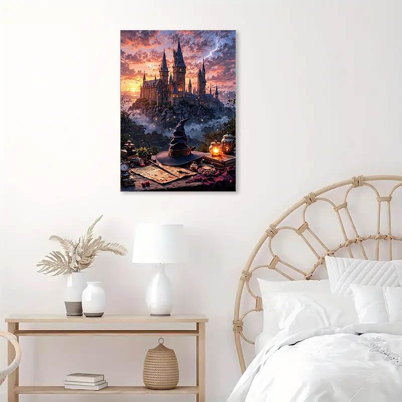 Image of Castle Stamped Cross Stitch Kits for Adults - Embroidery Kits for Beginners Adults,11 CT Patterns Dimensions Counted Cross Stitch Kits for Adults Arts Craft 12x16 inch