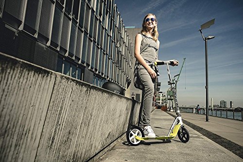 HUDORA Kick Scooter Adult Teen Kid for 8 Years Old with 180mm Big UP Wheels, Adjustable Height, Easy Folding Big Wheels Scooter-Green