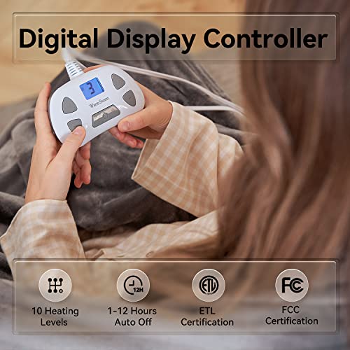 Warm Storm Wifi Electric Heated Blanket Queen Size 84X90,App Remote Control Of Wireless Heated Blanket, Single Controller,10 Heating Levels And 12 Hours Auto Off,Machine Washable,Grey(2.4Ghz) #TOP3