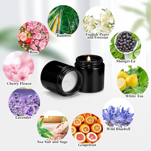 Yexiya 50 Pcs Mini Mason Jar Candles 3.5oz Scented Small Jars Candles in Bulk 10 Fragrances Relief Aromatherapy Candles Gifts Set for Wedding Bridal Baby Shower Party Favors Birthday Gifts(Black) - Image 4