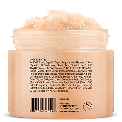 Mango Butter Body Scrub With Collagen And Stem Cells 12 Oz - Exfoliating Salt Scrub For Cellulite - Deep Cleansing For Acne, Scars, Wrinkles - Moisturizes Skin #TOP7