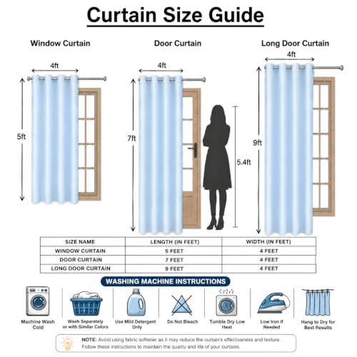 Image of 90%Blackout Door Curtain 7 Feet Blackout Room Darkening Curtain(Set of 2)