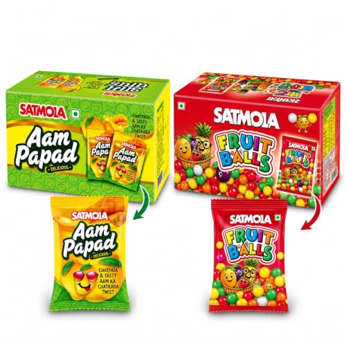Image of SATMOLA Fruit Balls Candy & Aam Papad, Pack of 2