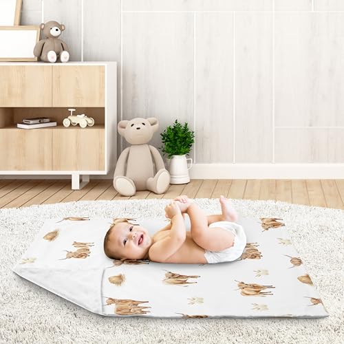 Image of Sweet Jojo Designs Soft Baby Blanket (Boho Highland Cow) for Girls or Boys, Infant, Newborns, Toddler 30x36in - Stroller Swaddle Security Receiving Blankets Minky (Farm Animal, Watercolor, Farmhouse)