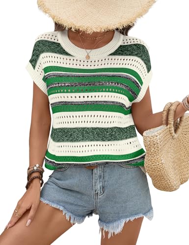 Image of Ivicoer Womens Spring Summer Tops Crochet Cap Sleeve Sweater Hollow Out Beach Vacation Clothes Trendy 2026 Loose Fit