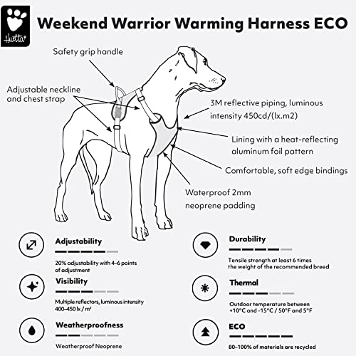 Hurtta Weekend Warrior ECO Warming Hundegeschirr, wärmend, Brustgeschirr für mittelgroße Hunde, Blaubeere Mix, 45-60 cm