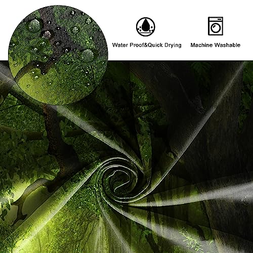 SDOTPMT 180x180cm Magic Forest Shower Curtain Fairytale Fantasy Jungle Tree Green Plant Grassland Bath Curtain Natural Landscape Bathtub Curtain for Bathroom Decor Fabric Polyester with Hooks - Image 4
