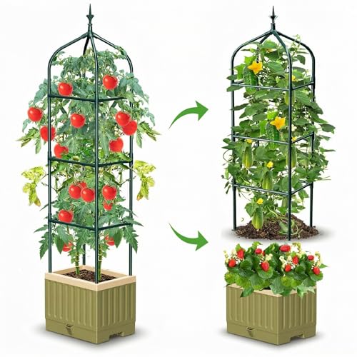 Raised Garden Bed Planter Box with Trellis, 71'...