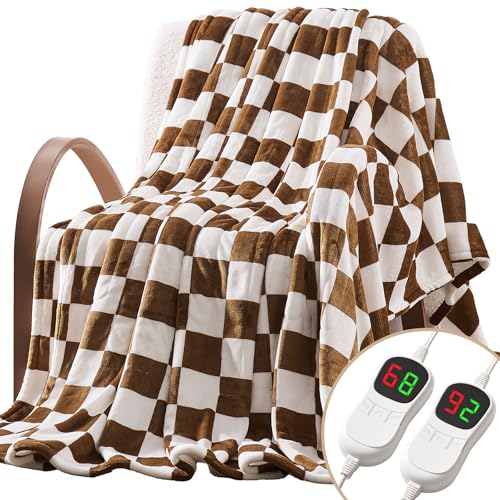 Homemate Electric Blanket Heated King Size - 100“x90“ Ultra Soft Cozy Flannel Heating Blanket with 10 Fast Heat Levels 8 Hours Auto Off Over-Heated Protection ETL Certification Keep Warm in Home