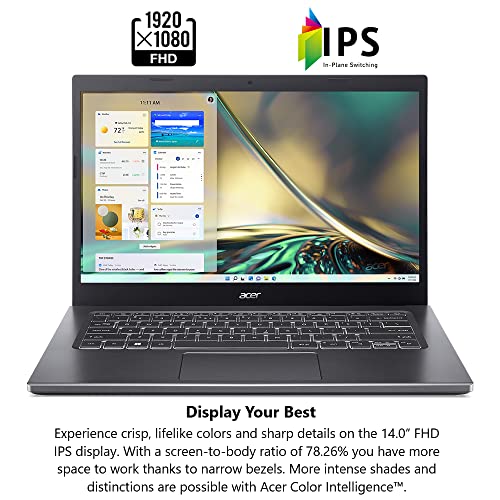 Image of Acer Aspire 5 A514-55-545G Slim Laptop | 14.0 inch Full HD IPS Display | 12th Gen Intel Core i5-1235U | 8GB DDR4 | 512GB NVMe Gen 4 SSD | 802.11ax Wi-Fi 6E | Thunderbolt 4 | Backlit Keyboard | Win 11 Home