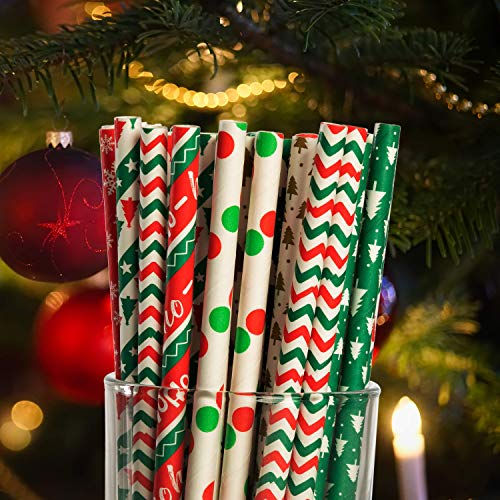Joyin 200 Pcs Colorful Disposable Drinking Paper Straws For Christmas Party Supplies, Desserts, And Holiday Party Decorations #TOP4