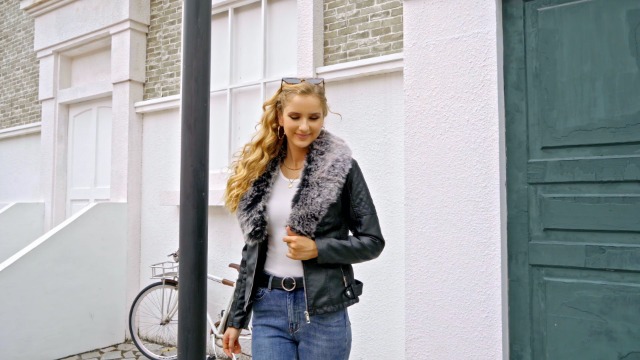 Veste Courte En Daim Artificiel Pour Femme - Col Fourrure Amovible, Doublure Polaire, Style Moto Pour Automne/hiver