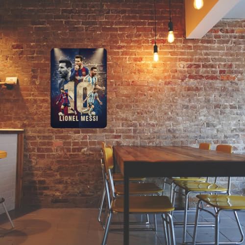 Image of Zesta Bathroom Decor Items Washroom Decor Tin Sign | Aesthetic Posters Wall Poster for Bedroom | Magnetic Cafe Decoration Items /Restaurant Decorations Items | Quirky Home Decor Bar Accent (Messi (2))