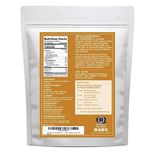 Healthworks Flax Seed Ground Powder Cold Milled Raw Organic (80 Ounces / 5 Pounds) | All-Natural | Contains Protein, Fiber, Omega 3 & Lignin/Lignan | Smoothies, Coffee, Shakes & Oatmeal #TOP2