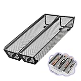 Fodofodo 2PCS Drawer Organizer for Kitchen,Utensil Mesh Drawer Organizer with Interlocking Arm for Cosmetic,Flatware,Pen (12 * 3 * 2 Inches,Black)