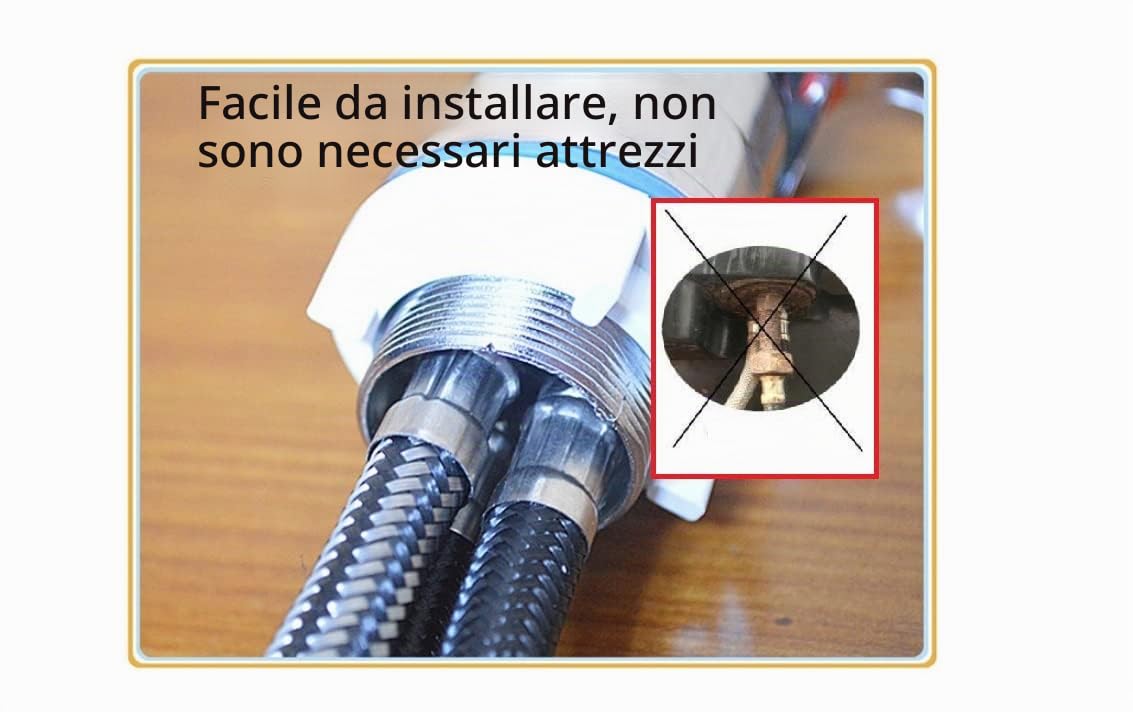 Miscelatore per shampoo da letto, senza attrezzi, con soffione per salone (installazione senza attrezzi con dadi speciali installati su tubi e rubinetto a leva singola) fai da te