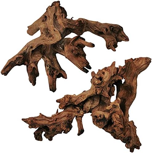 Driftwood for Aquarium Reptile Toy,Driftwood Branches Reptiles Aquarium Decoration Assorted Size,Natural Habitat Decor Wood for Lizad (M 2pack)