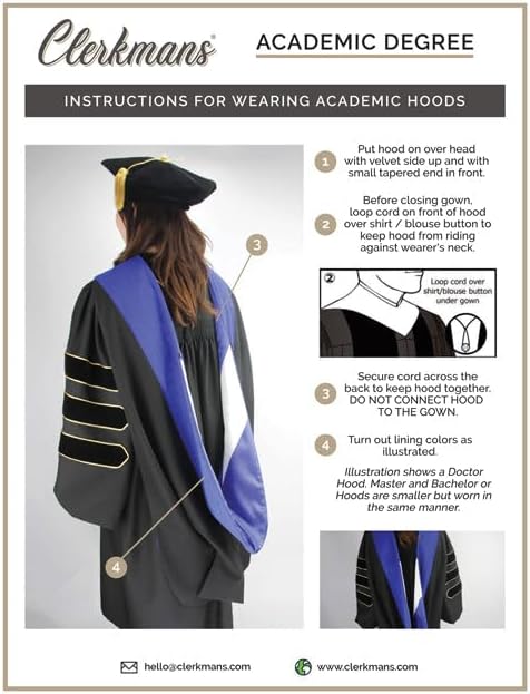 CLERKMANS Unisex Graduation Hood for Bachelors & Masters Degree -University Academic Hood — view 4