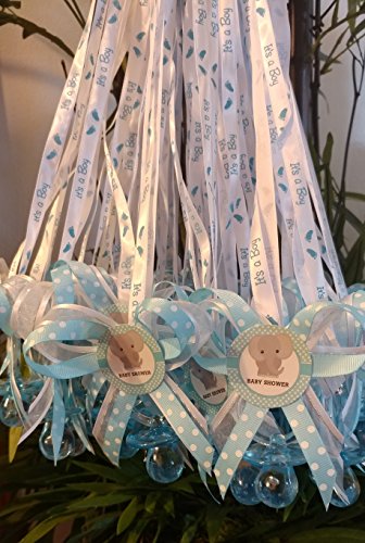 party suplies Elephant It's a Boy Blue Pacifier Necklace Baby Shower