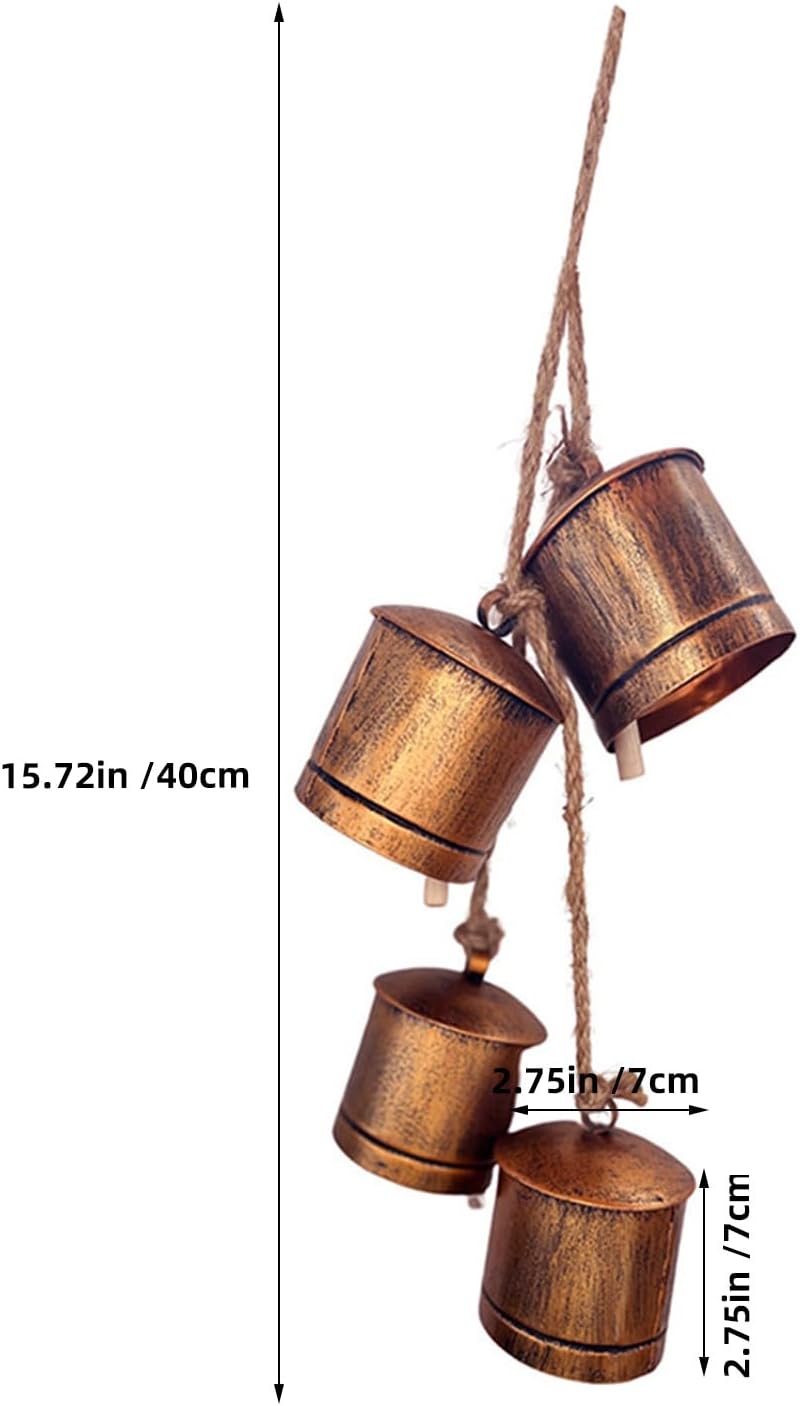 2pcs Vintage Rustic Iron Cow Bells Hanging Ornaments, Metal Decorative Door and Garden Bells with Retro Design for Outdoor Patio and Yard Décor
