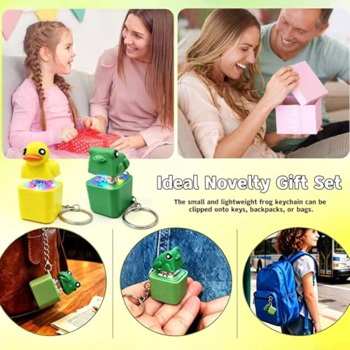 Frog Croaking Fidget Toy,Quacking Duck Stress Reliever Keychain with Colorful Lights,Rechargeable Keyboard Clicker,Stress Reliever for Anxiety and Sensory Fun(2PCS) - Image 7