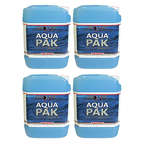 Reliance Products 8910-03 Aqua-Pak 5 Gallon 20 Liter BPA-Free Plastic Drinking Water Container Storage Jug with Attaching Spout, Blue (4Pack)