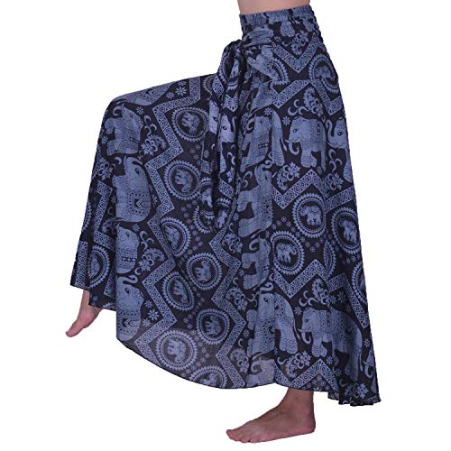 Lofbaz Women's Long Bohemian Maxi Skirt Hippie Gypsy Boho Dress - Elephant 5 Navy OS2