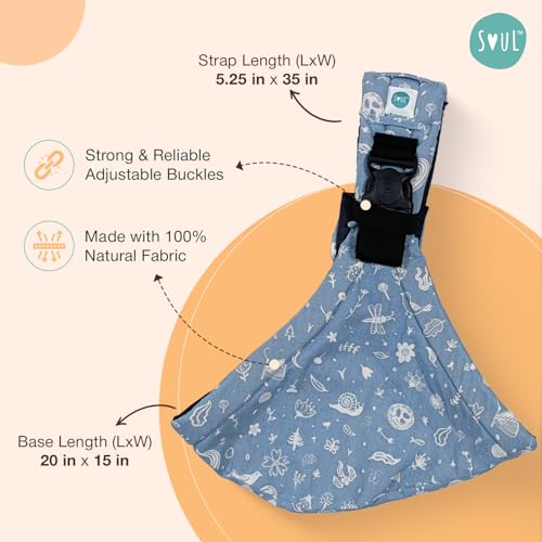 Image of Soulslings Imbu Buckle Hip Sling Baby Carrier -100% Cotton - Frost | Baby Toddler Carrier | Baby Sling Carrier | Lightweight Sling Baby Carrier for Babies & Toddlers | Adjustable for 6 - 30 Months (Upto 20kg)