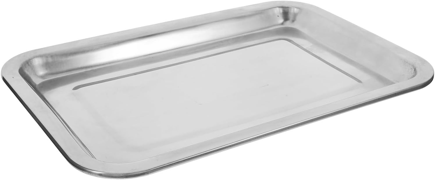 Leakproof Laboratory Tray Stainless Steel Rectangular Silver Pan | Chemical Reagent Use, Smooth Surface, Impact Resistant, Teaching Supplies