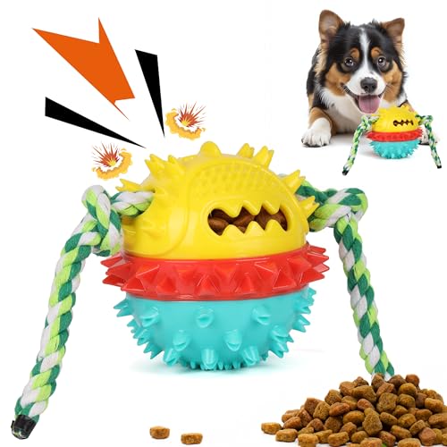 BELLE VOUS Gioco Sonoro per Cani - Giocattolo Indistruttibile a Forma di Palla - Giochi Cane Interattivi per Denti Puliti - Adatto a Cani Grandi e Piccoli - con Dispenser Cibo