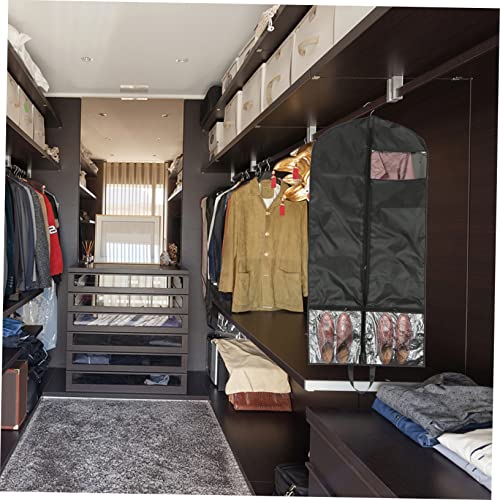 Garneck Black Polyester Clothes Cover Pockets Folding Garment Bag Side Panels for Suits and Dresses Practical Storage Solution for Organizing Clothing3