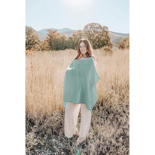 Image of Nursing Cover for Baby Breastfeeding - Breathable 100% Cotton Nursing Apron with Rigid Hoop, Privacy Cover, Lightweight Car Seat Canopy & Multi-Use Baby Essentials
