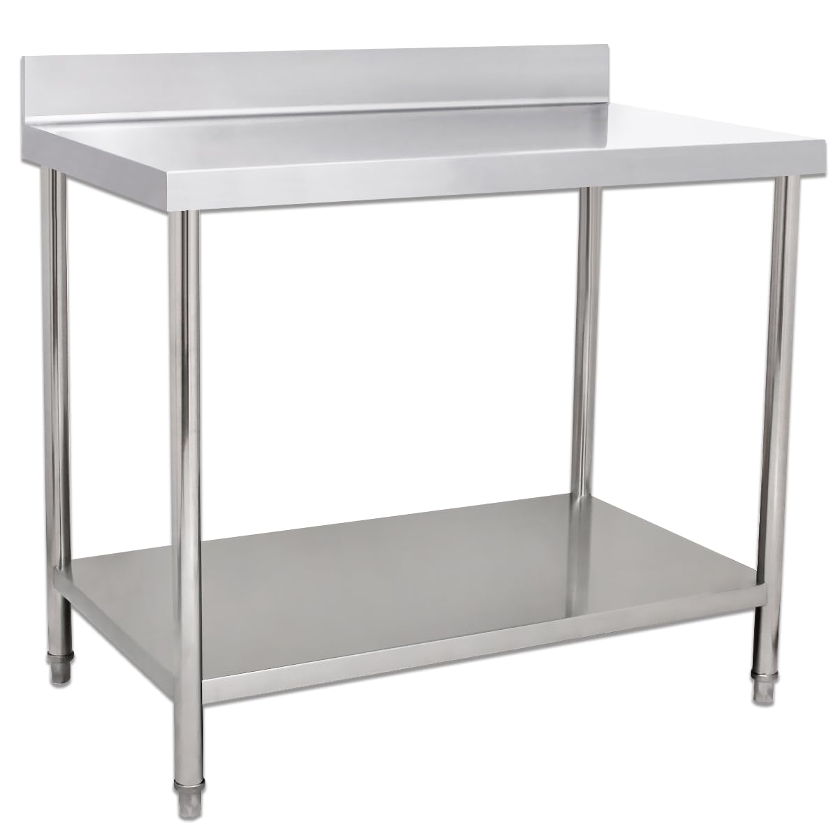 Beeketal 'BA100A' Gastro Edelstahl Arbeitstisch 100 x 60 cm mit Aufkantung, Tisch bis 100 kg belastbar, Profi Gastro Küchentisch mit großer Ablagefläche und justierbaren Füßen