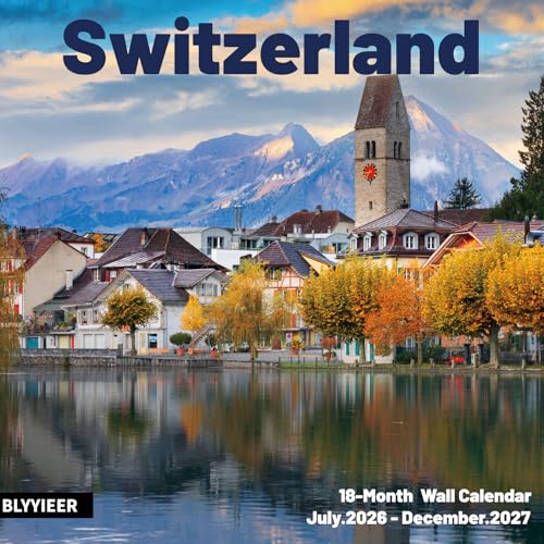 Calendario mensual de Suiza 2027 para decorar la oficina y organizar las tareas del hogar