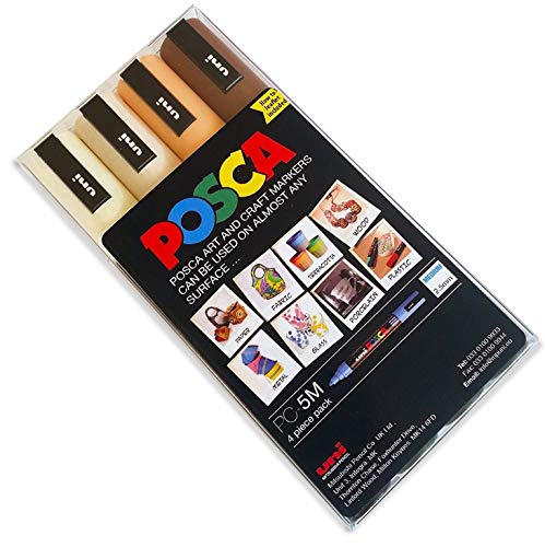 POSCA Colouring - PC-5M Warm Neutral Tones Set of 4 - In Wallet