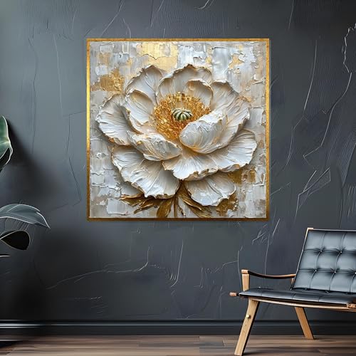 Impression sur toile florale texturée et dorée haut de gamme