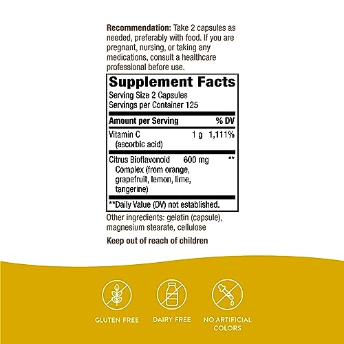 Nature's Way Vitamin C 500 Mg With Bioflavonoids; 1000 Mg Vitamin C Per Serving; 250 Capsules #TOP3