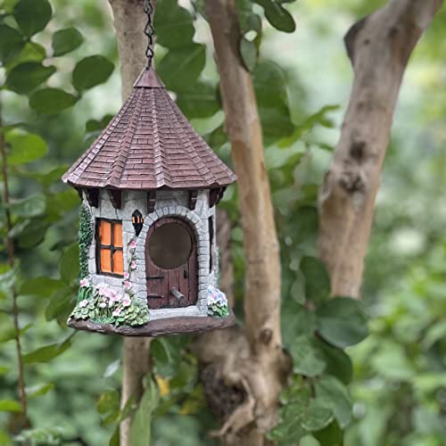 Suqefan Resin Hanging Bird Houses For Outside Clearance Prime,Birdhouses For Outdoors Clearance，Gifts For Bird Lovers,Garden Decor Decorations，Gardening Gifts For Men(Brick Roof) #TOP3
