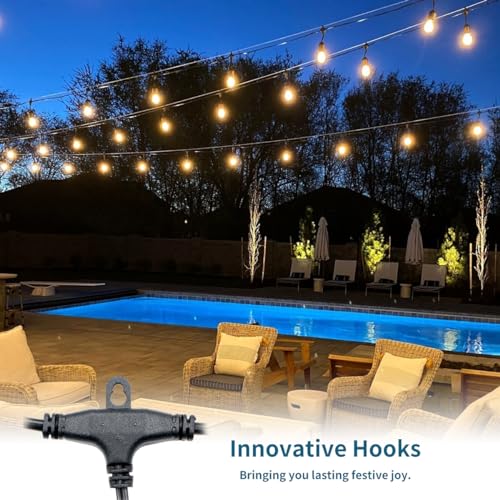 Foeers 48 Ft Outdoor String Lights,Led Patio Lights Outdoor Waterproof With 16Pcs S14 Shatterproof Bulbs,Large Patio String Lights With Hooks For Patio Porch Backyard Balcony thumb #4