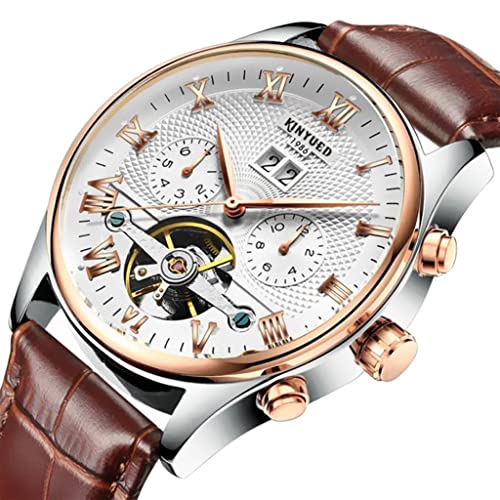 perfeclan Reloj de Mecánico Automático de Material Cuero Hueco , marrón Cover