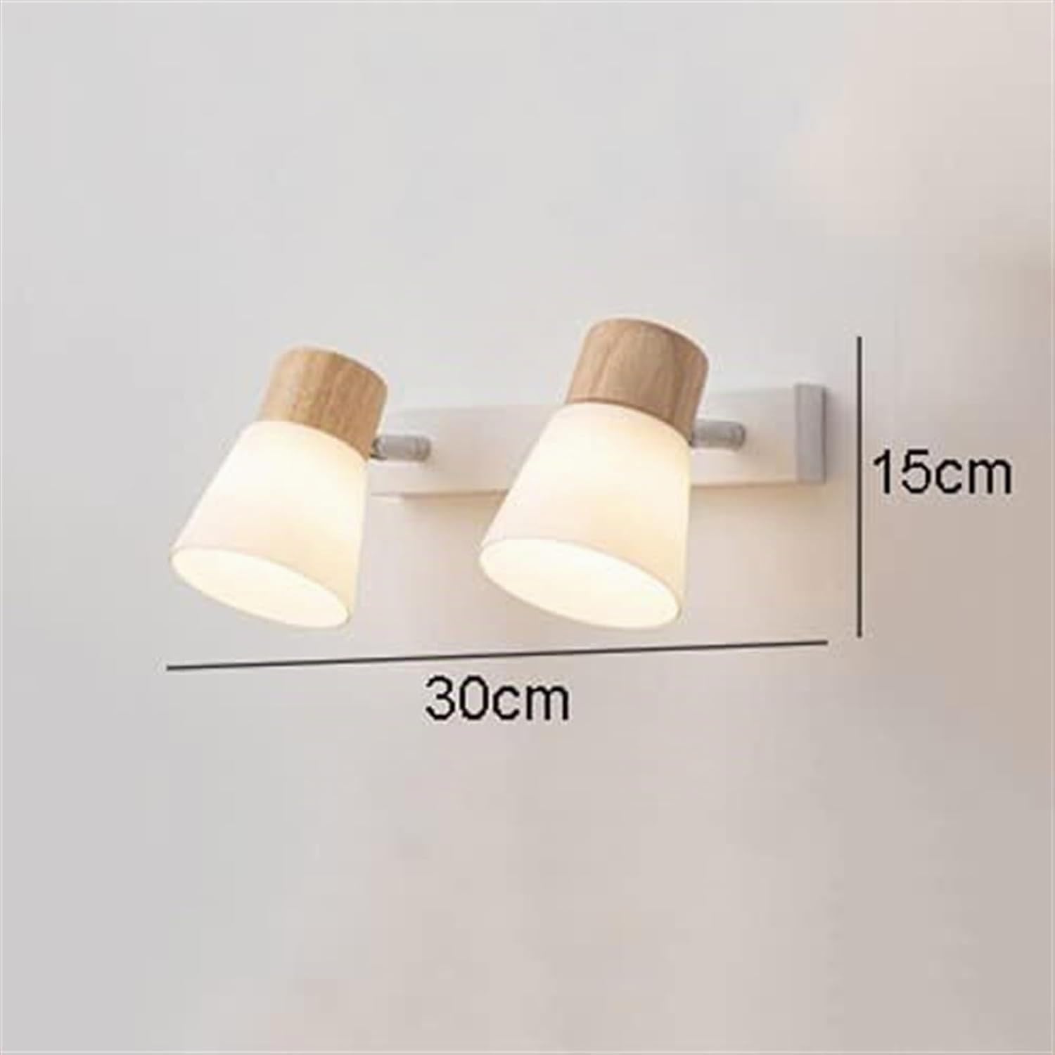 Lámpara de tocador rural de madera, 2 luces, accesorio de iluminación para baño, tocador de vidrio, montaje en pared, aplique de pared para maquillaje, lámpara frontal de espejo E27 para tocad