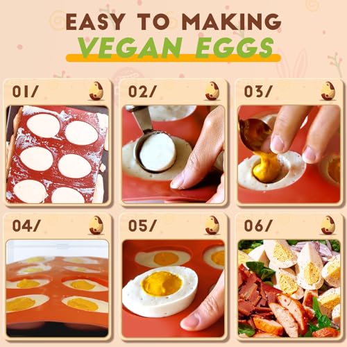 Image of HKNMTT Silicone Egg Molds Easter 2PCS, 2.4 inch Food Grade 3D Moulds for Vegan Deviled Eggs Peanut Filling 3D Chocolate Candy Jello Pudding Soap Gift, Oven Safe Baking Cake Kit